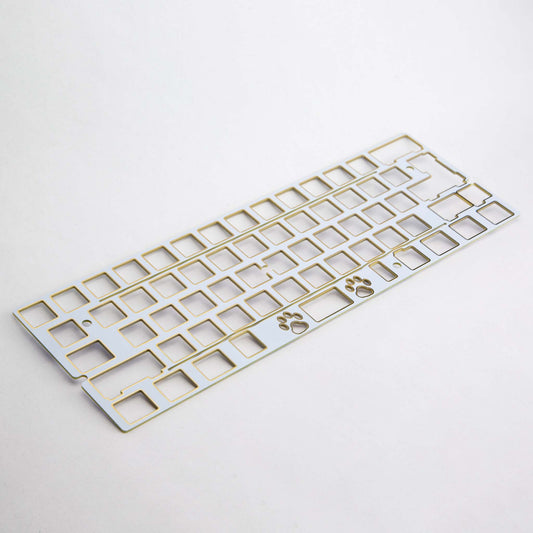 KeebCats UK Denis Plate - Premium Tray Mount 60% Keyboard Plate White FR4 (Gold Trim)