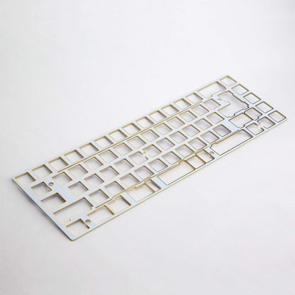 KeebCats UK Dougal Plate - Premium Tray Mount 65% Keyboard Plate with Flex Cuts White FR4 (Gold Trim)